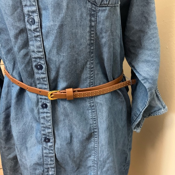 GUESS |  Button Down Cold Shoulder Chambray Dress - Picture 2 of 7